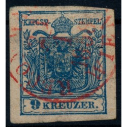 Österreich 1850 9kr, MP, Type III. ROTSTEMPEL RECOMMANDIRT/WIEN.