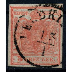 Österreich 1850 3kr, HP, Type I. DEUTHLICHER RANDDRUCK! FELDKIRCH.