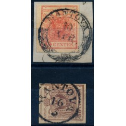 LOMBARDEI-VENETIEN 1850 2Stk.Marke:15C, U.M.! -30C, Verschiedene MANTOVA