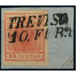 LOMBARDEI-VENETIEN 1850 15C, HP, Type II. U.M.! TREVISO. Sehr schön!