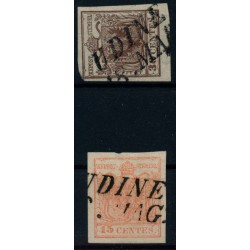 LOMBARDEI-VENETIEN 1850 2Stk.Marke:-30C, Wz.! -15C, UDINE