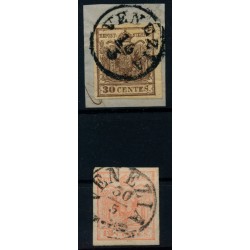 LOMBARDEI-VENETIEN 1850 30C, RANDDRUCK! Und 15C, Verschiedene VENEZIA