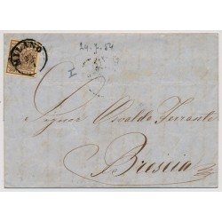 LOMBARDEI-VENETIEN 1854 30C, Brief (Inhalt) MILANO nach BRESCIA.
