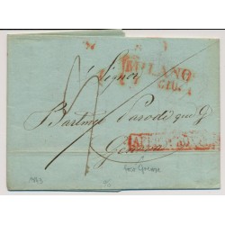 LOMBARDEI-VENETIEN 1843 Brief (PREISLISTE!) ROTSTEMPEL MILANO - GENOVA