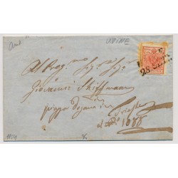 LOMBARDEI-VENETIEN 1854 15C, Brief UDINE. Rückseitig ROTSTEMPEL TRIESTE.