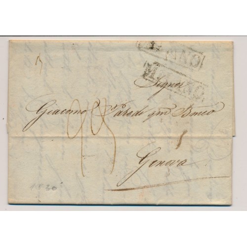 LOMBARDEI-VENETIEN 1830 Brief (Inhalt) MILANO nach GENOVA. POSTVERMERKE!