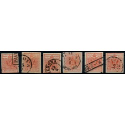 LOMBARDEI-VENETIEN 1850 6Stk.Marken! Alle 15C HANDPAPIERE! Schöne Farben