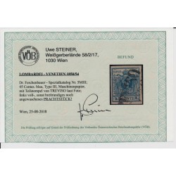 LOMBARDEI-VENETIEN 1850 45C, blau, MP, Type III. TREVISO. VÖB! PRACHT!