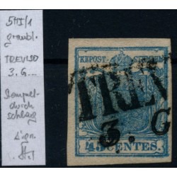 LOMBARDEI-VENETIEN 1850 45C, HP, TYPE I.! GRAUBLAU! U.M.! TREVISO Signum