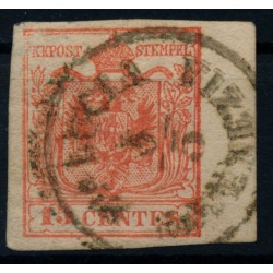 LOMBARDEI-VENETIEN 1850 15C, RAND:5,5mm! RANDDRUCK! Sta.LUCIA/in VENEZIA