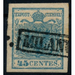 LOMBARDEI-VENETIEN 1850 45C, GRAUBLAU! HP, TYPE I.! P.F.! MILANO. VÖB! P
