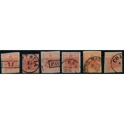 LOMBARDEI-VENETIEN 1850 6Stk.Marken! Alle 15C HANDPAPIERE! Schöne Farben