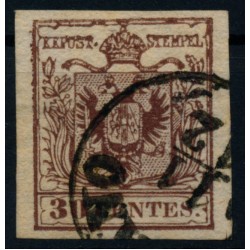 LOMBARDEI-VENETIEN 1850 30C, HP, Type III. STARK ÜBERFÄRBTER DRUCK!
