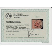 LOMB-VENETIEN 1858/59 2kr Zeitungsstempelmark, ZIEGELROT! VERONA VÖB