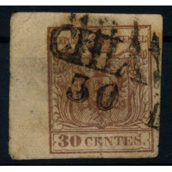 LOMBARDEI-VENETIEN 1850 30C, MP, Type III. RAND:6-7mm! CHIAVENNA