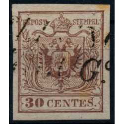 LOMBARDEI-VENETIEN 1850 30C HP, Type III. FEINSTDRUCK! PAPIERKORN! UDINE