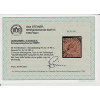 LOMB-VEN 1858/59 2kr, Zeitungsstempelmarke, BLAßZIEGELROT! VENEZIA VÖB