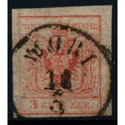 Österreich 1850 3kr, DRUCKAUSLASSUNG/FARBSTOFFMANGEL! MORI (Tirol) 15P!