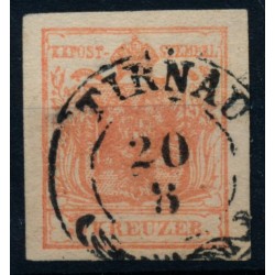 Österreich 1850 3kr, MP, Type III. ÜBERFÄRBTER DRUCK! TIRNAU (U)
