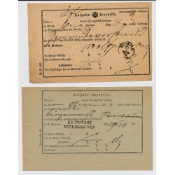 Österreich 18.. 2Stk. AUFGABS-Recepisse. Interessantes Lot!