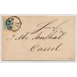 Österreich 1856 9kr, FARBSTOFFMANGEL! AUSLANDS-Brief WIEN nach CASSEL.