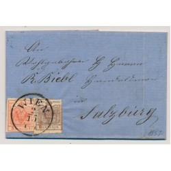 Österreich 1857 3+6kr MP, Type III. Brief WIEN nach SALZBURG. Schön!