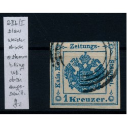 Österreich 1kr, Zeitungsstempelmarke, Type II.b/I. Weichdruck, Wz! Sign.
