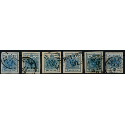 Österreich 1850 6Stk.Marken! Alle 9kr, MASCHIENENPAPIERE! Schöne Farben!