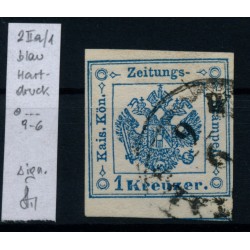 Österreich 1kr, Zetungsstempelmarke, Type II.a/1 STRAKOSCH Bestimmung!