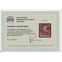 LOMB-VEN 1858 5sld. BLAßROT! DEUTHLICHER ANDREASKREUZ-ANSATZ! ROVIGO VÖB