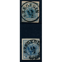 Österreich 1850 9kr, MP, Type III. und HP, Type III. Versch. SZEGEDIN