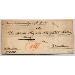 Österreich 1832 Brief (Inhalt) mit BLAUSTEMPEL GRATZ nach KÄRNTHEN.
