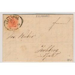 Österreich 1857 3kr, Brief, RECHNUNG! SALZBRUG - St.JOHANN in TIROL.