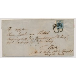 Österreich 185. 9kr EXTREM VERSCHNITTEN! Brief PESTH nach WIEN. Schön!