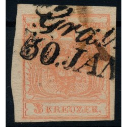Österreich 1850 3kr, MP, Type III. Dickes Papier! HOHLDRUCK! GRATZ