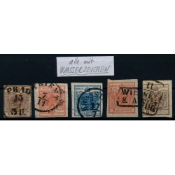 Österreich 1850 5Stk.Marken! Alle Handpapiere mit WASSERZEICHEN! Schön!