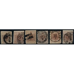 Österreich 1850 6Stk.Marken! Alle 6kr HANDPAPIERE! Schöne FARBVARIANTE!