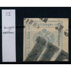 Österreich 1kr, Zeitungsstempelmarke, Type I. Helle Farbe-ausgewaschen