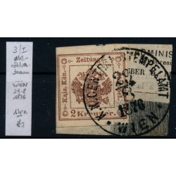 Österreich 2kr, dunkel-röthlichbraun, Zeitungsstempelmarke, Type I. WIEN