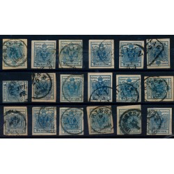 Österreich 1850 18Stk.Marken! Alle 9kr, MASCHIENENPAPIERE! Schöne Farben