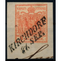 Österreich 1850 3kr, LILIPUTSCHNITT! Klein Wz.! KIRCHDORF (Oö) Mü:12P!