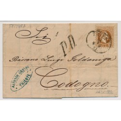 Österreich 1871 15kr, gD AUSLANDS-Brief, RECHNUNG! TRIEST nach CODONGO