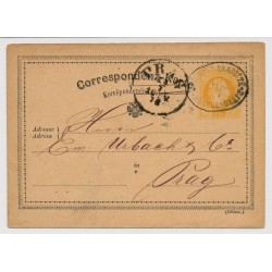 Österreich 1876 2kr KARTE MÜNCHENGRÄTZ nach PRAG.
