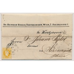 Österreich 1876 2kr, gelb, Brief WIEN nach HOHENMAUTH. Schön!