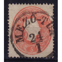 Österreich 1861 5kr, HOHLDRUCK bei Randlinie! MEZŐ-TUR (U) Mü:10P!