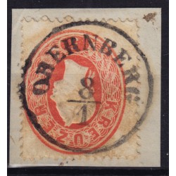 Österreich 1861 5kr, OBERNBERG (Oö) Mü:25P! Schön!