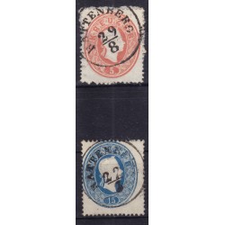 Österreich 1861 2Stk.Marke:5kr, und 15kr, RATTENBERG (Tirol) Mü:12P!
