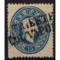 Österreich 1861 15kr, ZENTRIERT! SCHIFFSTEMPEL TRIESTE/COL VAPORE 60P