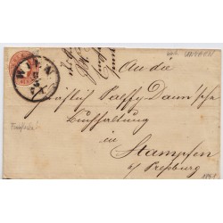 Österreich 1861 10kr FARBFLECKEN und PAPIERFALTEN! Brief WIEN - UNGARN!