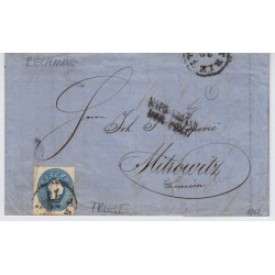 Österreich 1862 15kr, Brief (Inhalt) RECHNUNG! TRIEST nach MITROWITZ.